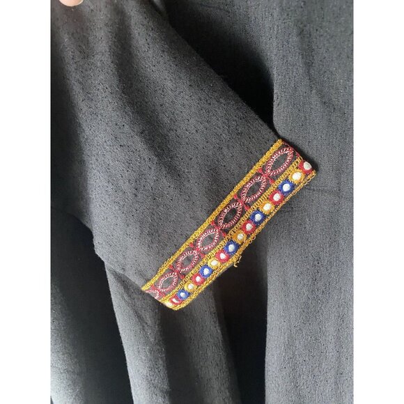 Chinyere Women’s Black Embroidered Knee Length Midi Dress Size Medium Aztec - Picture 6 of 12